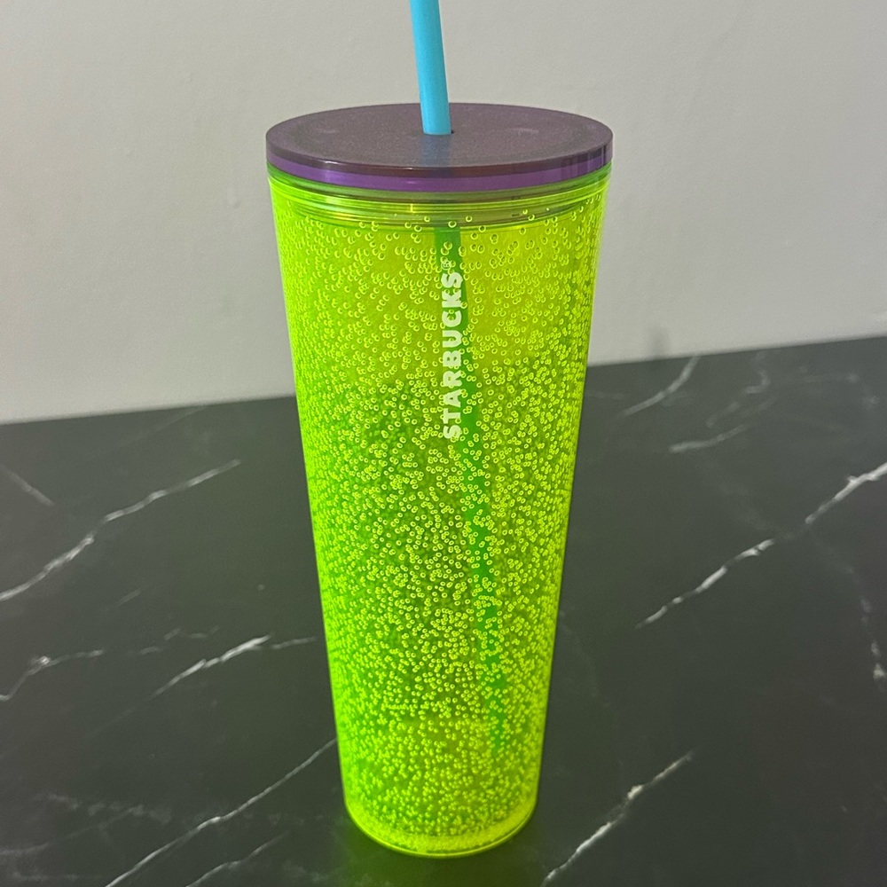 Starbucks Neon Green Tumbler with Straw